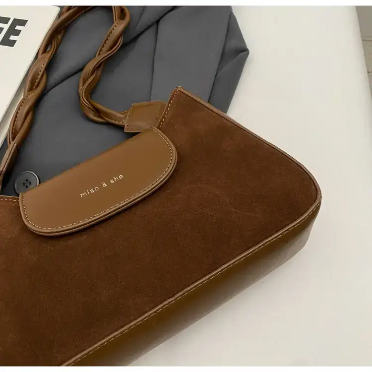 Women's Brown Suede Crossbody Bag with Square Design — feature 20
