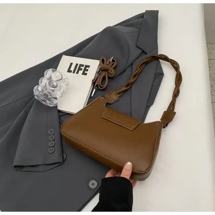 Women's Brown Suede Crossbody Bag with Square Design — feature 25