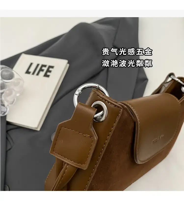 Women's Brown Suede Crossbody Bag with Square Design — feature 4