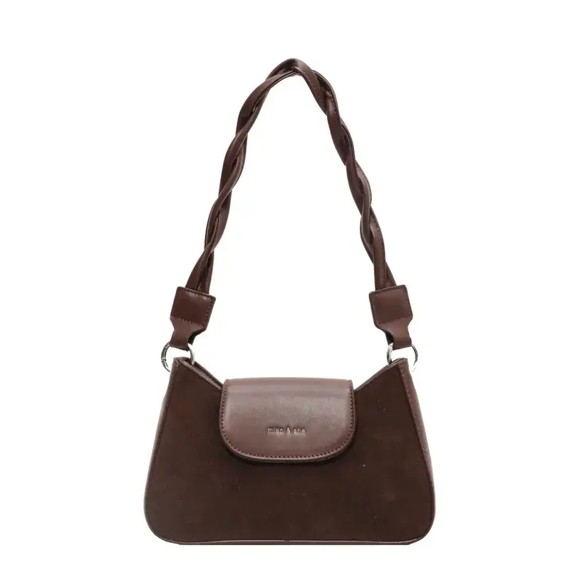 Women's Brown Suede Crossbody Bag with Square Design - Image 2