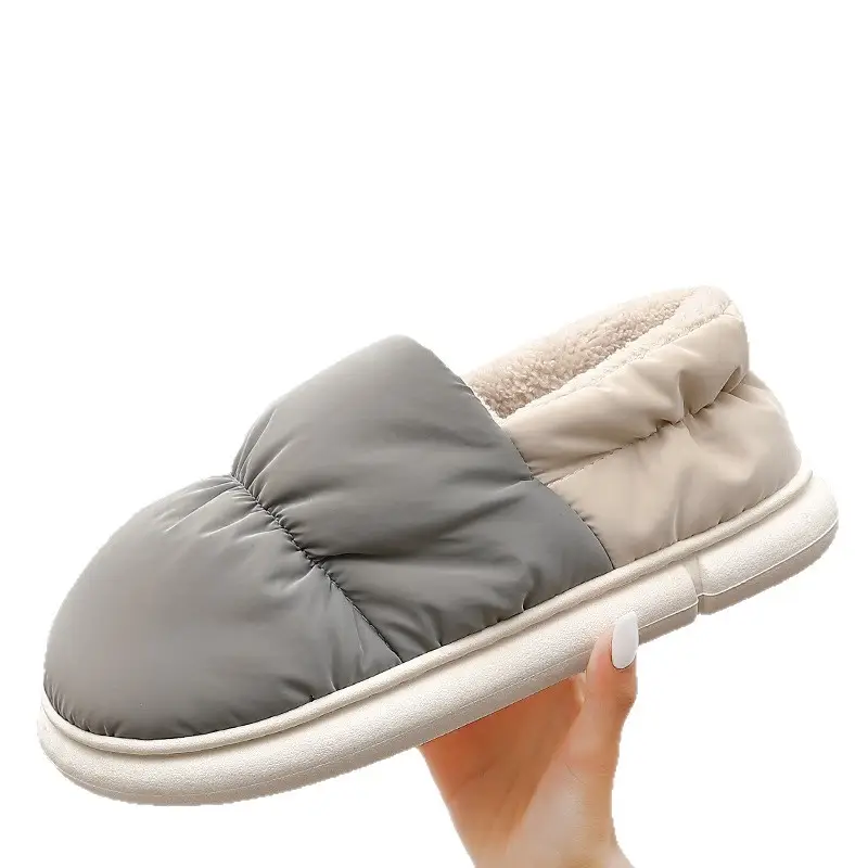 Down Cotton Slippers for Women to Wear Outside Indoor Home Waterproof Couple Bag Heel Non-Slip Warm Fleece-Lined Cotton Shoes for Men Winter - Image 9