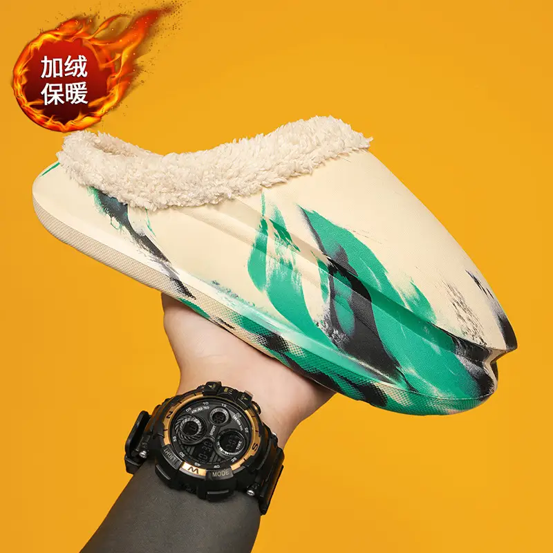 Cotton Slippers Men's Cross-border New Style Shoes with Feeling of Dung Casual Shoes Winter fleece-lined Warm Cotton Shoes Couple's Waterproof Slippers Trend - Image 2