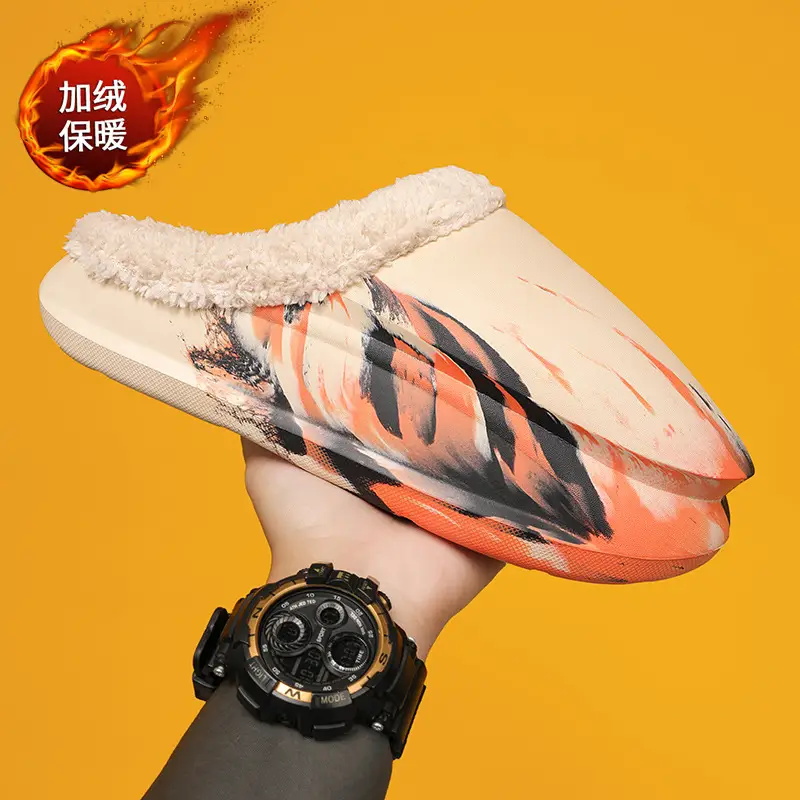 Cotton Slippers Men's Cross-border New Style Shoes with Feeling of Dung Casual Shoes Winter fleece-lined Warm Cotton Shoes Couple's Waterproof Slippers Trend - Image 3