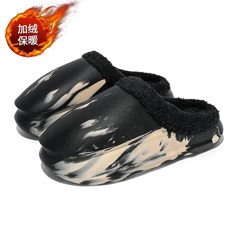 Cotton Slippers Men's Cross-border New Style Shoes with Feeling of Dung Casual Shoes Winter fleece-lined Warm Cotton Shoes Couple's Waterproof Slippers Trend - Image 5