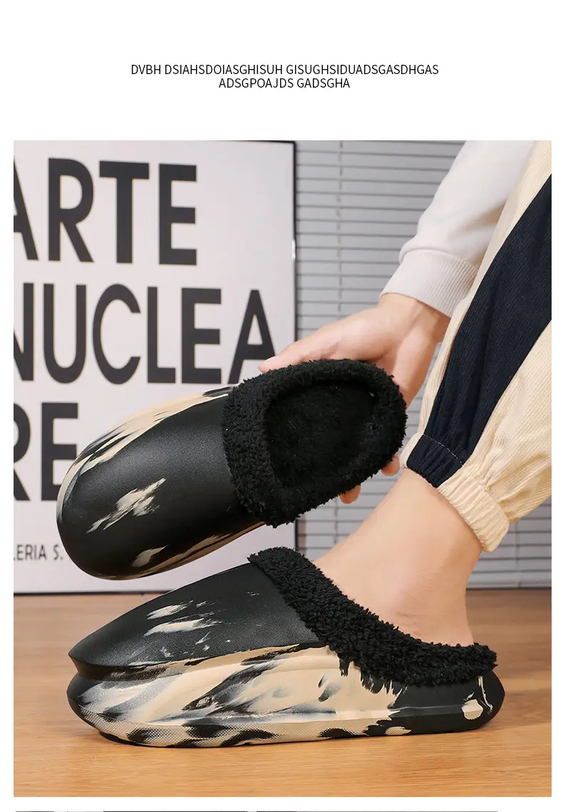Cotton Slippers Men's Cross-border New Style Shoes with Feeling of Dung Casual Shoes Winter fleece-lined Warm Cotton Shoes Couple's Waterproof Slippers Trend — feature 13