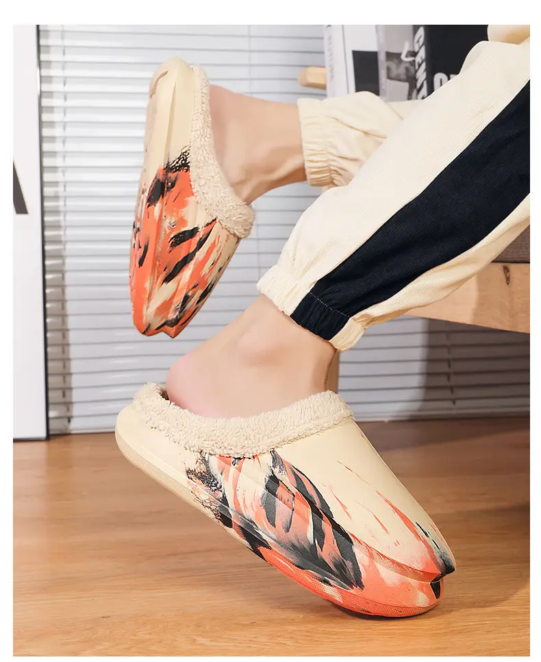 Cotton Slippers Men's Cross-border New Style Shoes with Feeling of Dung Casual Shoes Winter fleece-lined Warm Cotton Shoes Couple's Waterproof Slippers Trend — feature 16