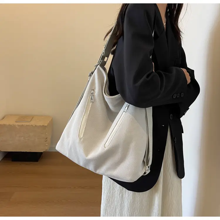 Women's Large Canvas Shoulder Bag Brown 2023 — feature 10