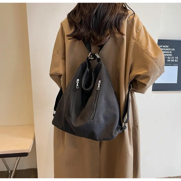 Women's Large Canvas Shoulder Bag Brown 2023 — feature 11