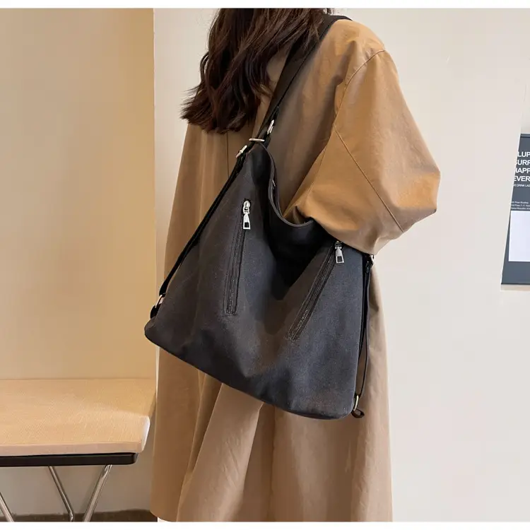 Women's Large Canvas Shoulder Bag Brown 2023 — feature 13