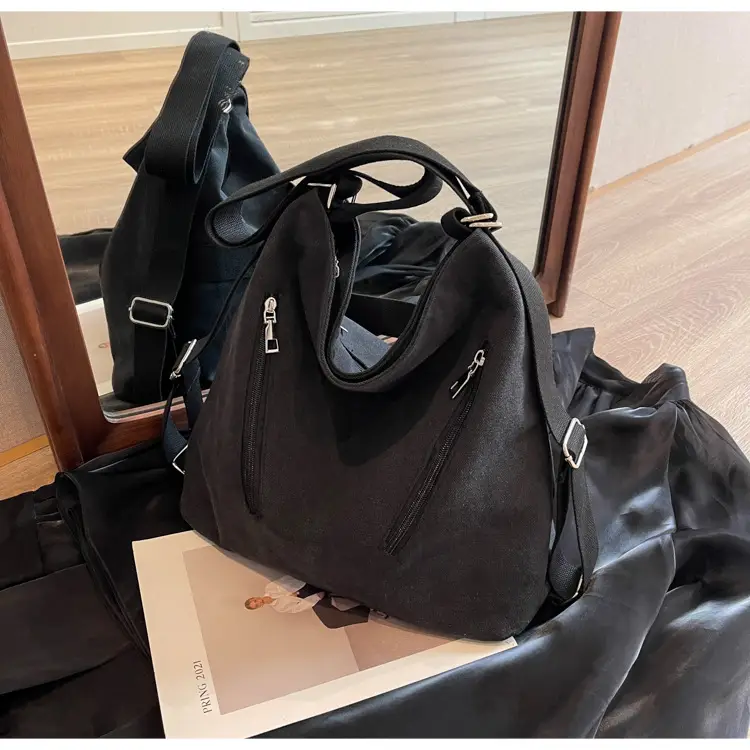 Women's Large Canvas Shoulder Bag Brown 2023 — feature 20