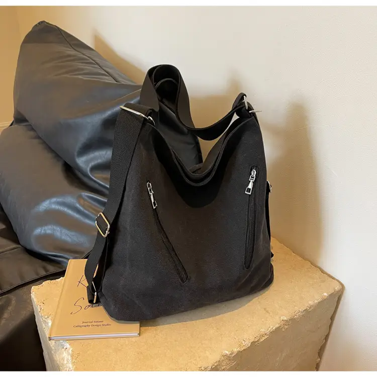 Women's Large Canvas Shoulder Bag Brown 2023 — feature 21