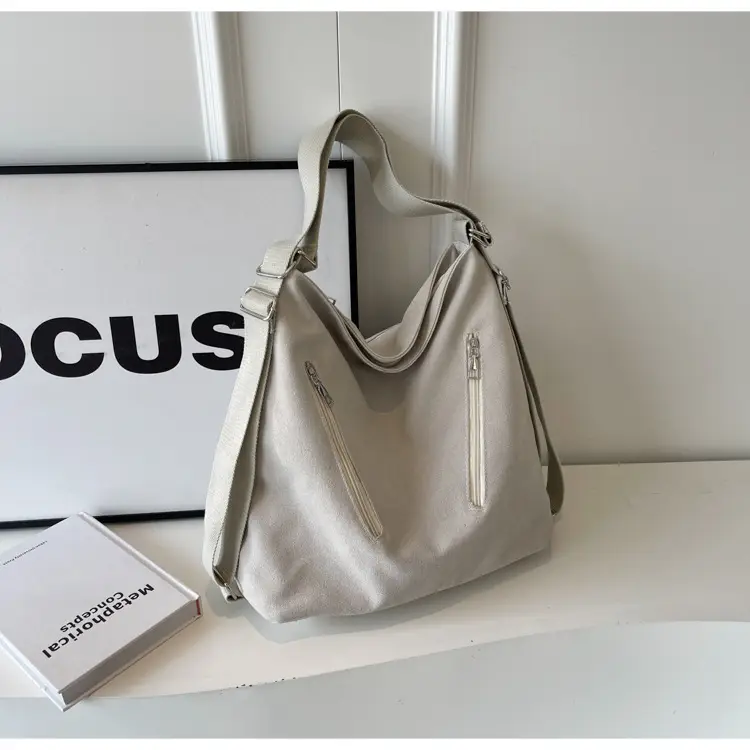 Women's Large Canvas Shoulder Bag Brown 2023 — feature 24
