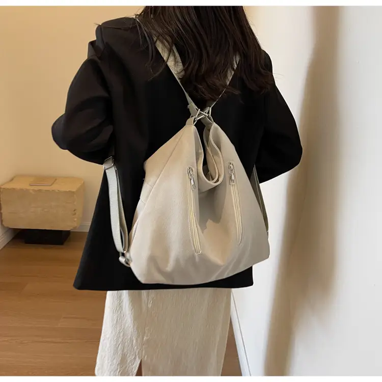 Women's Large Canvas Shoulder Bag Brown 2023 — feature 9