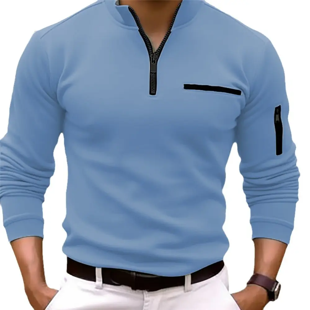 Men's Orange Zipper Polo Shirt 2026 Spring Autumn - Image 12