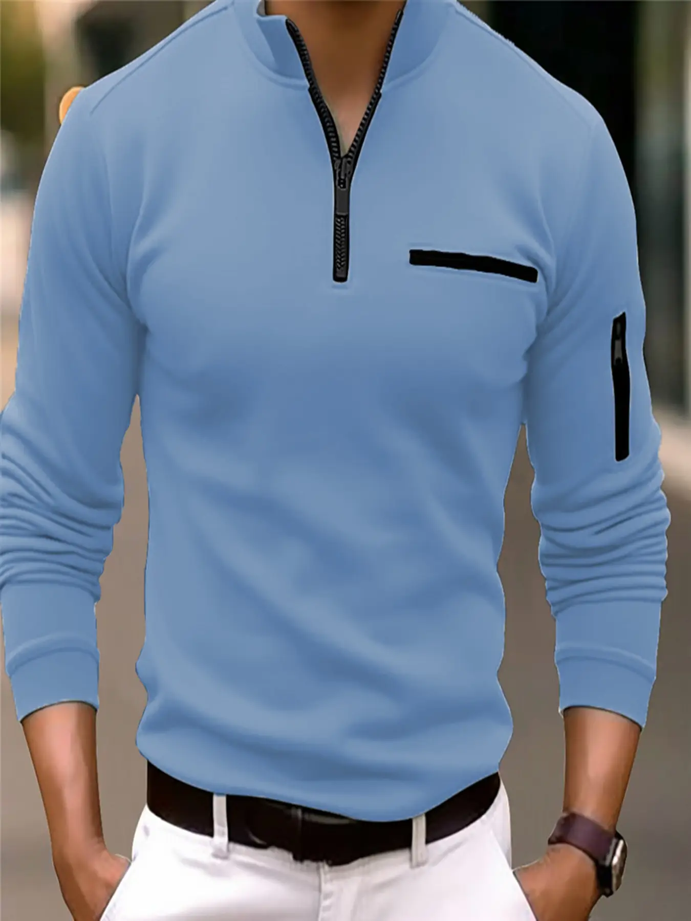 Men's Orange Zipper Polo Shirt 2026 Spring Autumn — feature 3