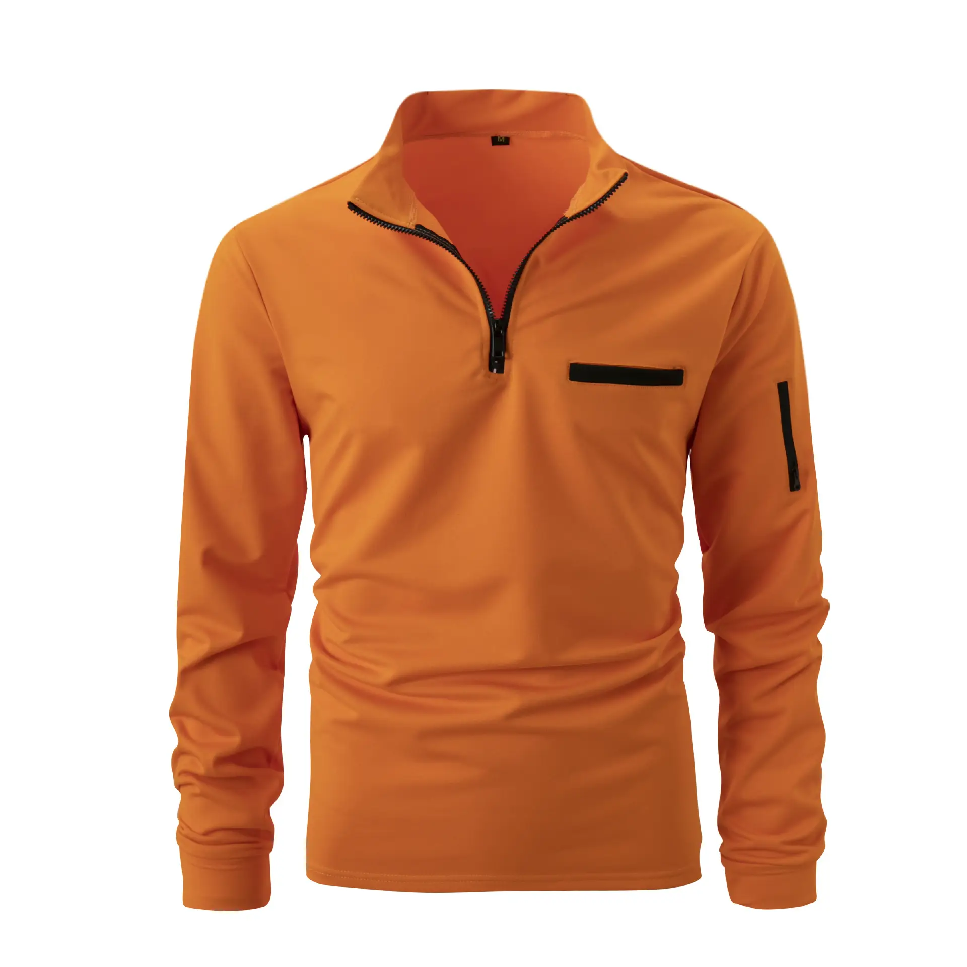 Men's Orange Zipper Polo Shirt 2026 Spring Autumn - Image 3