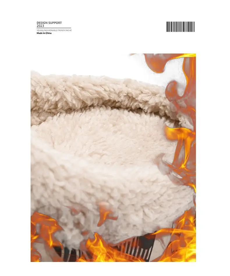 Men Winter Fleece Lined Cotton Slippers with Streetwear Print — feature 5