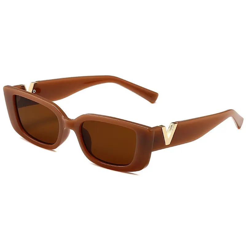Women V-Frame Jelly Sunglasses Pink with Metal Hinge