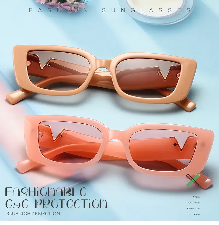 Women V-Frame Jelly Sunglasses Pink with Metal Hinge — feature 1