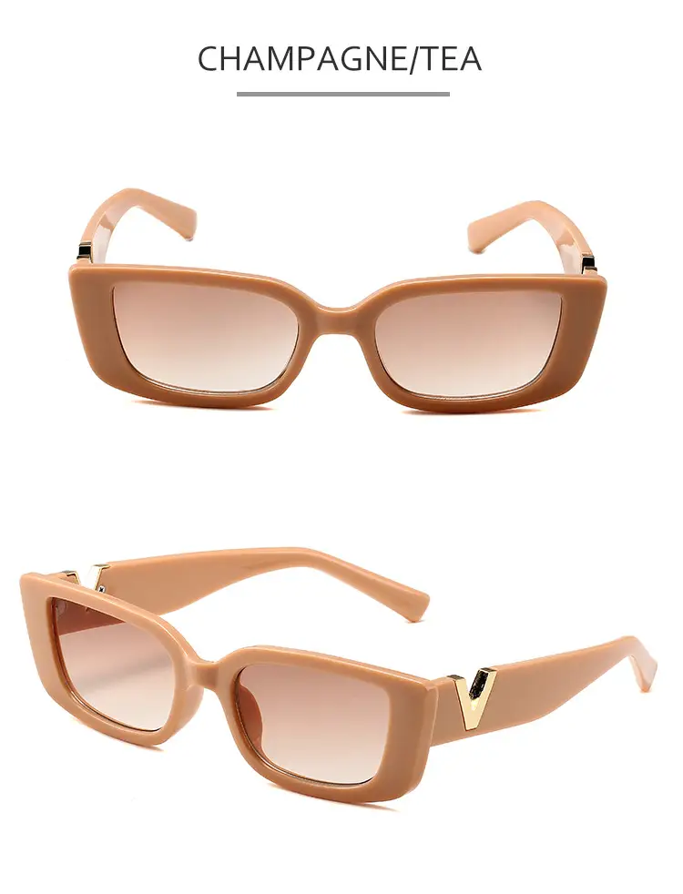 Women V-Frame Jelly Sunglasses Pink with Metal Hinge — feature 10