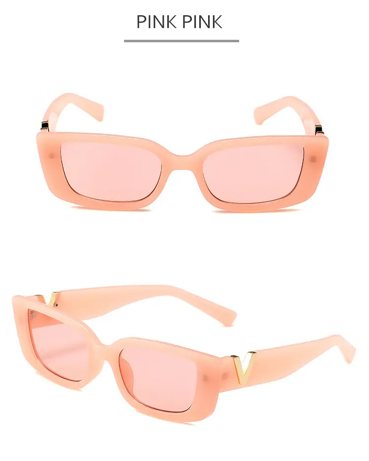 Women V-Frame Jelly Sunglasses Pink with Metal Hinge — feature 12
