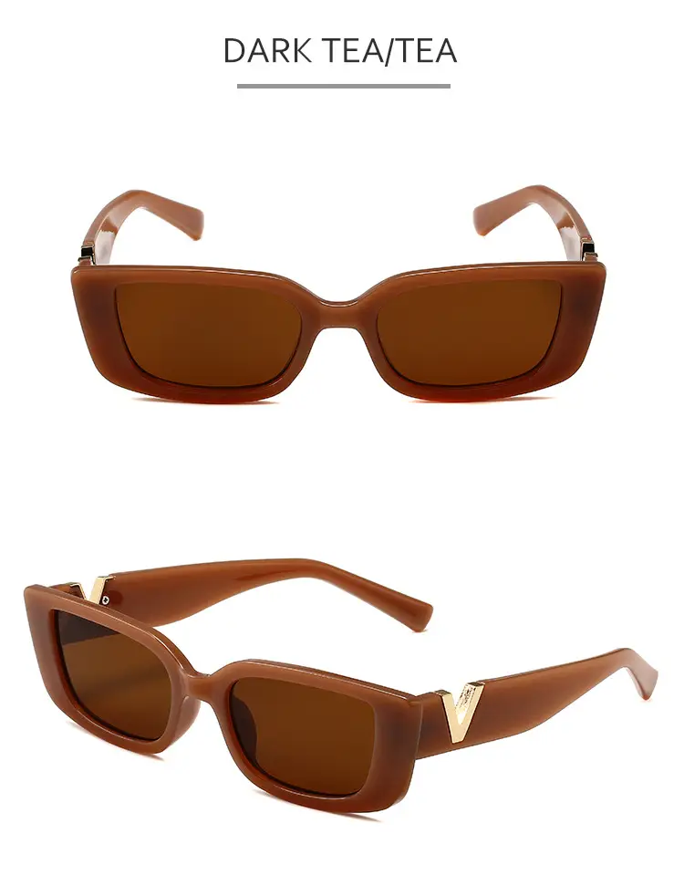 Women V-Frame Jelly Sunglasses Pink with Metal Hinge — feature 8