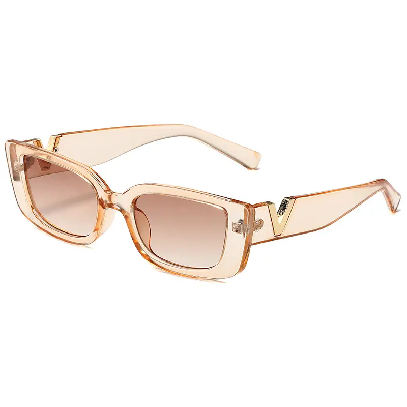 Women V-Frame Jelly Sunglasses Pink with Metal Hinge