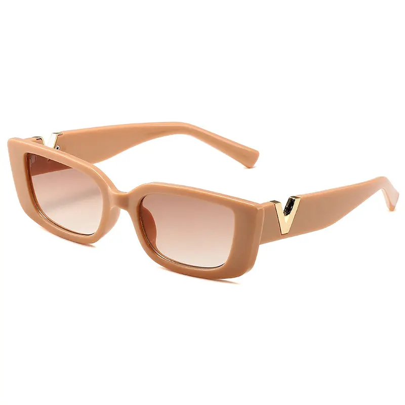 Women V-Frame Jelly Sunglasses Pink with Metal Hinge
