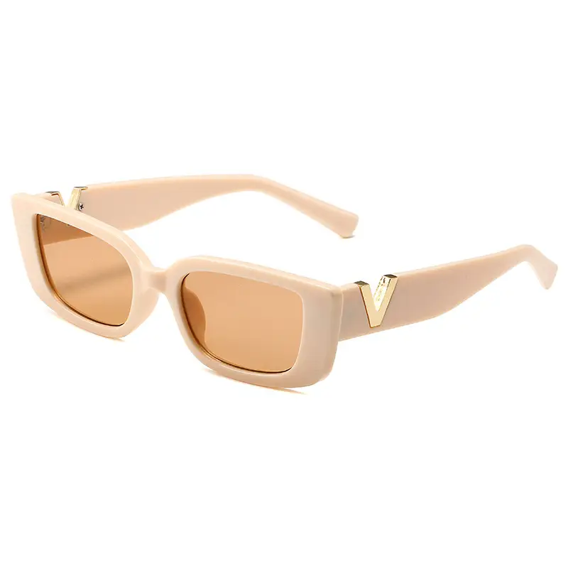 Women V-Frame Jelly Sunglasses Pink with Metal Hinge