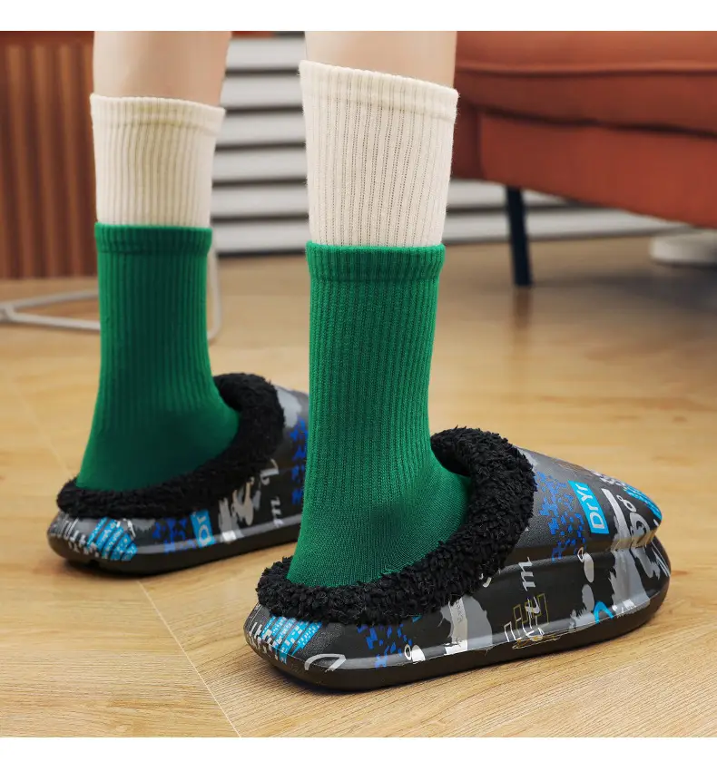 Men Cotton Fleece Slip-On Warm Indoor Wear — feature 13