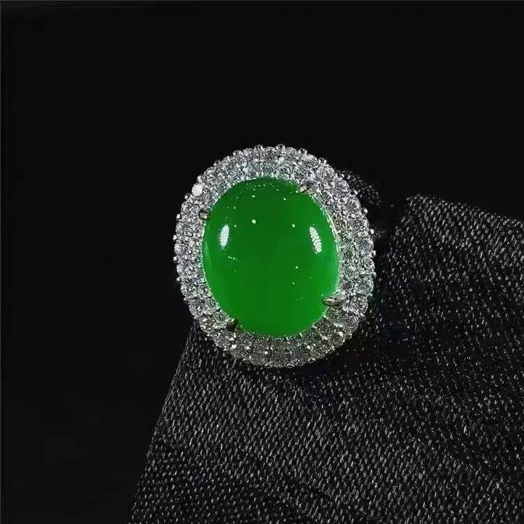 Live Silver Plated Ice Green Chalcedony Pigeon Egg Pendant — feature 1