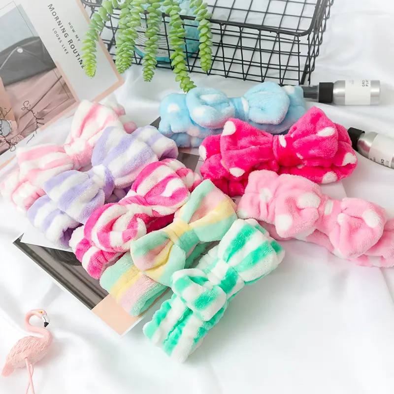 Plush Bowknot Hairband for Women Solid Color