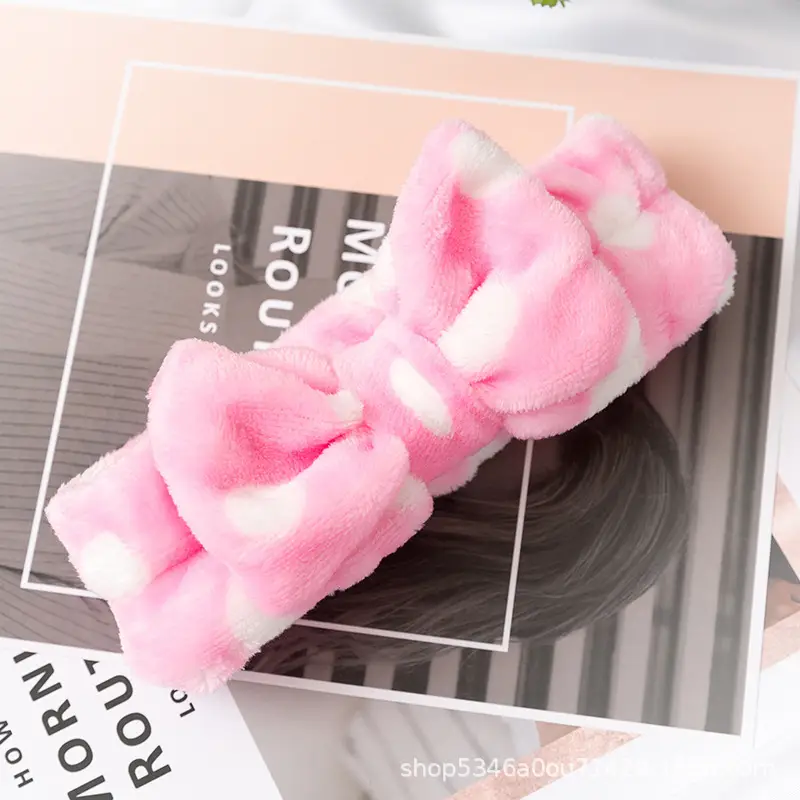 Plush Bowknot Hairband for Women Solid Color