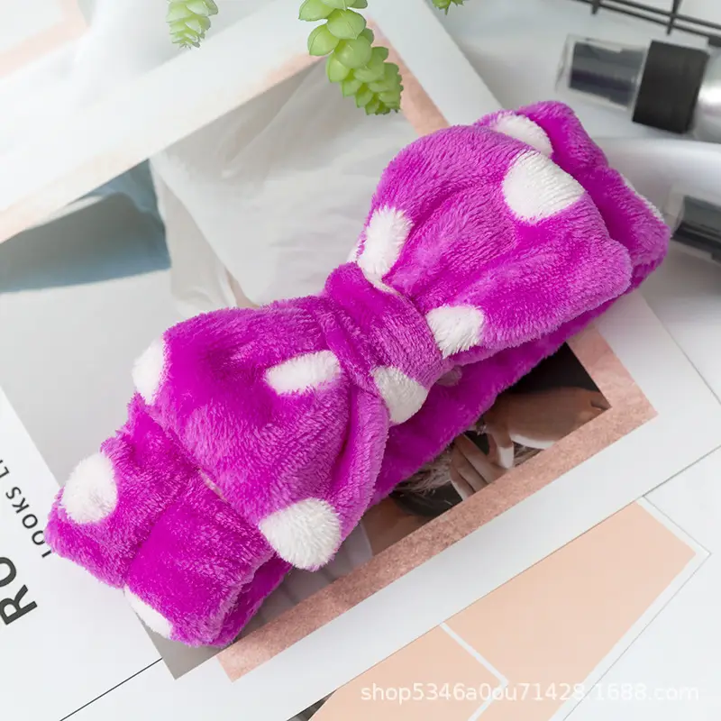 Plush Bowknot Hairband for Women Solid Color