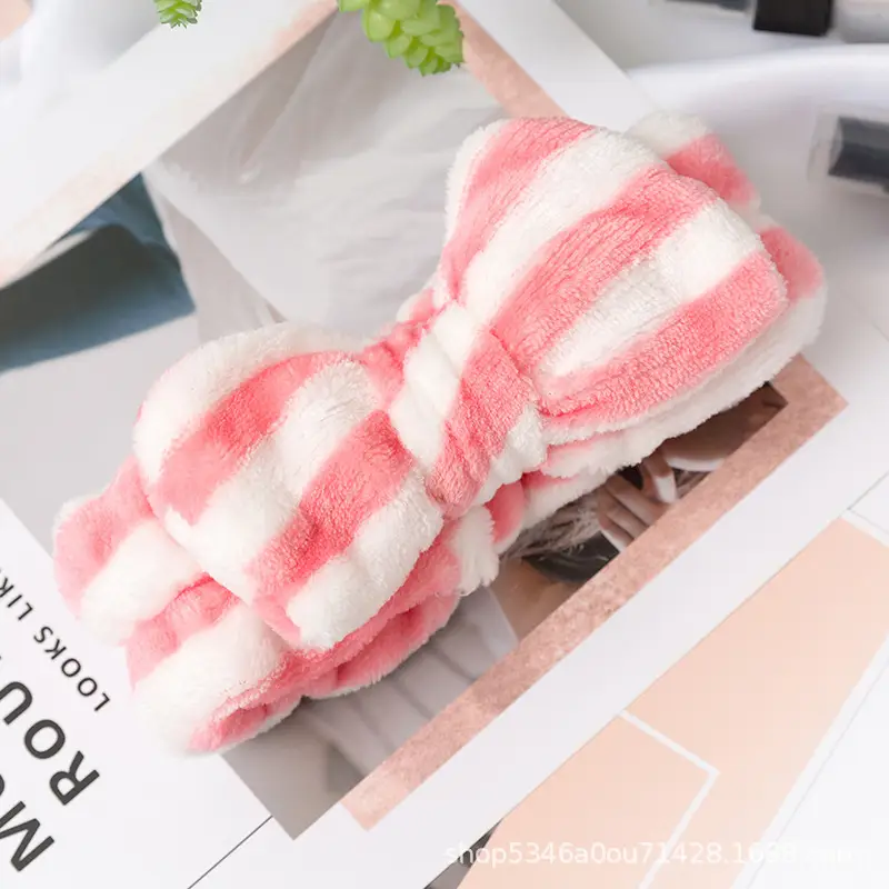 Plush Bowknot Hairband for Women Solid Color