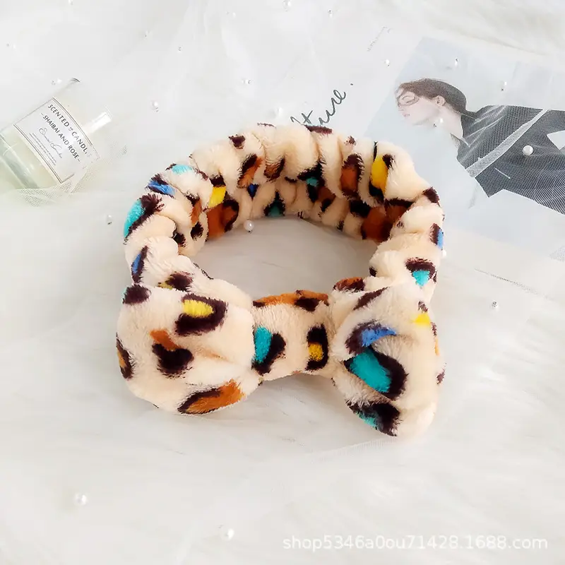 Plush Bowknot Hairband for Women Solid Color