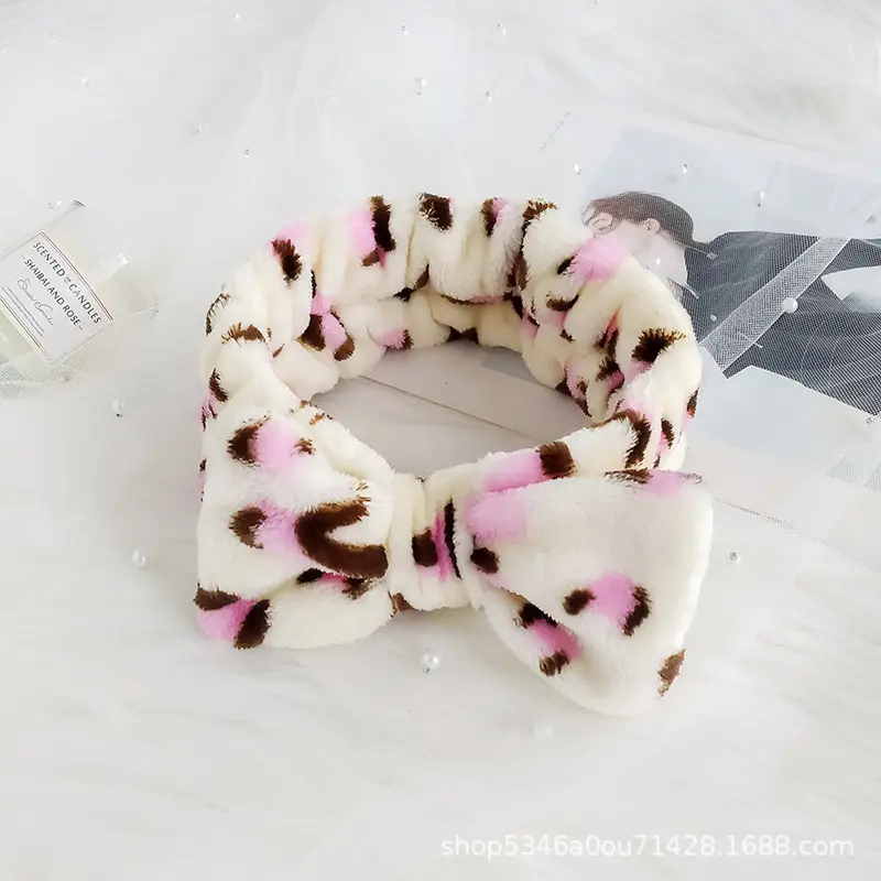 Plush Bowknot Hairband for Women Solid Color
