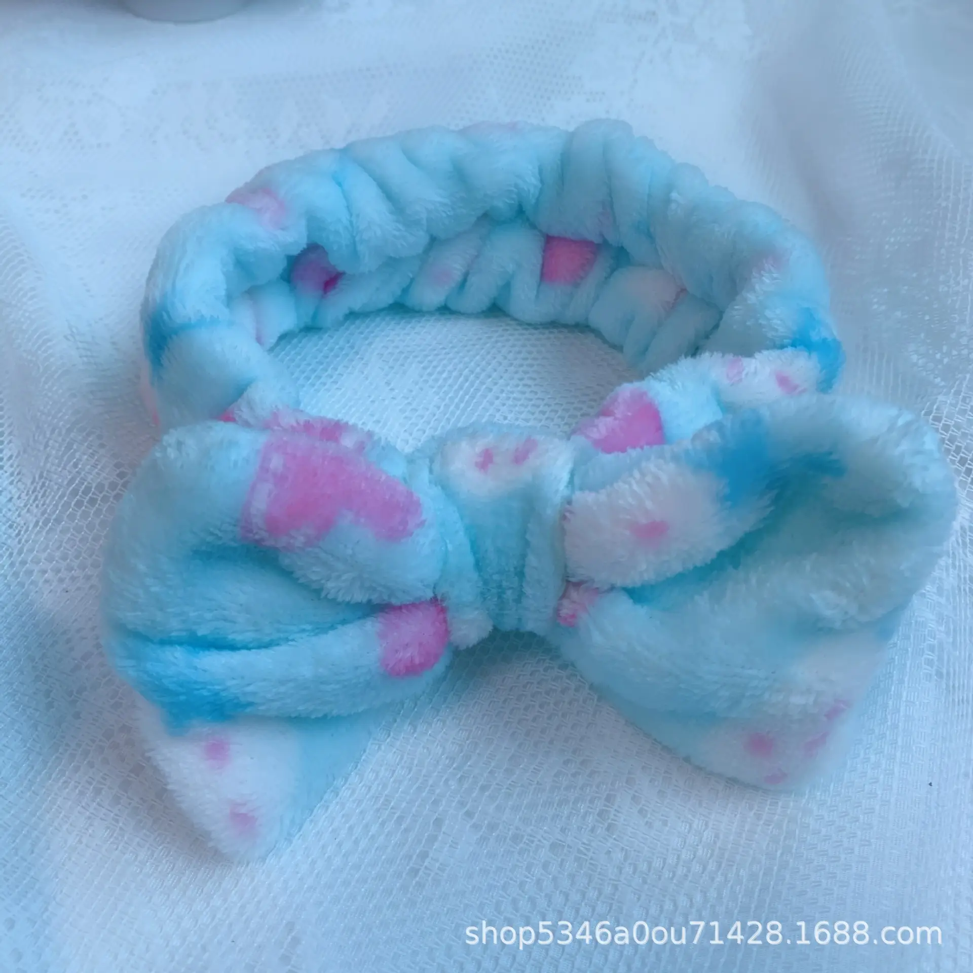 Plush Bowknot Hairband for Women Solid Color