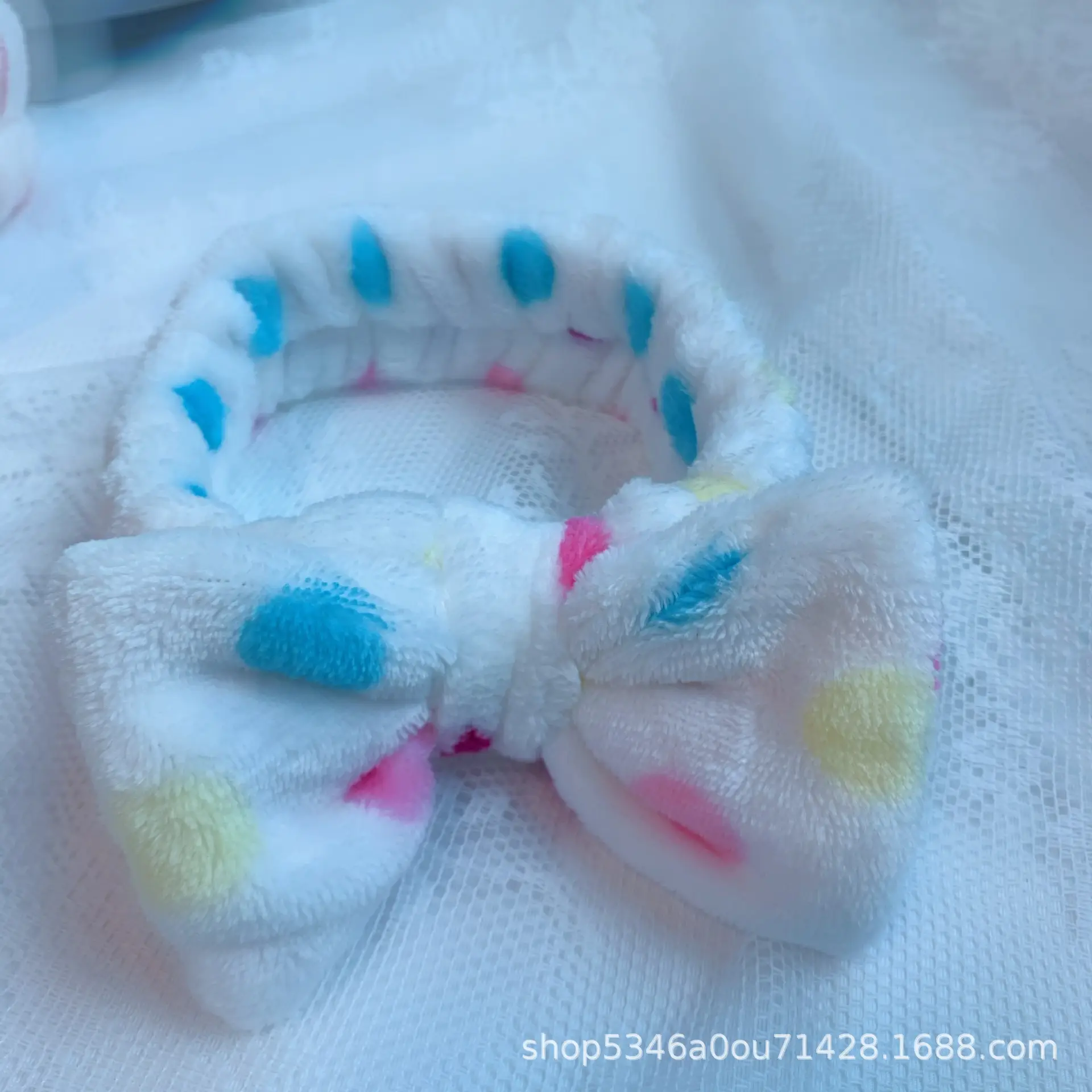 Plush Bowknot Hairband for Women Solid Color