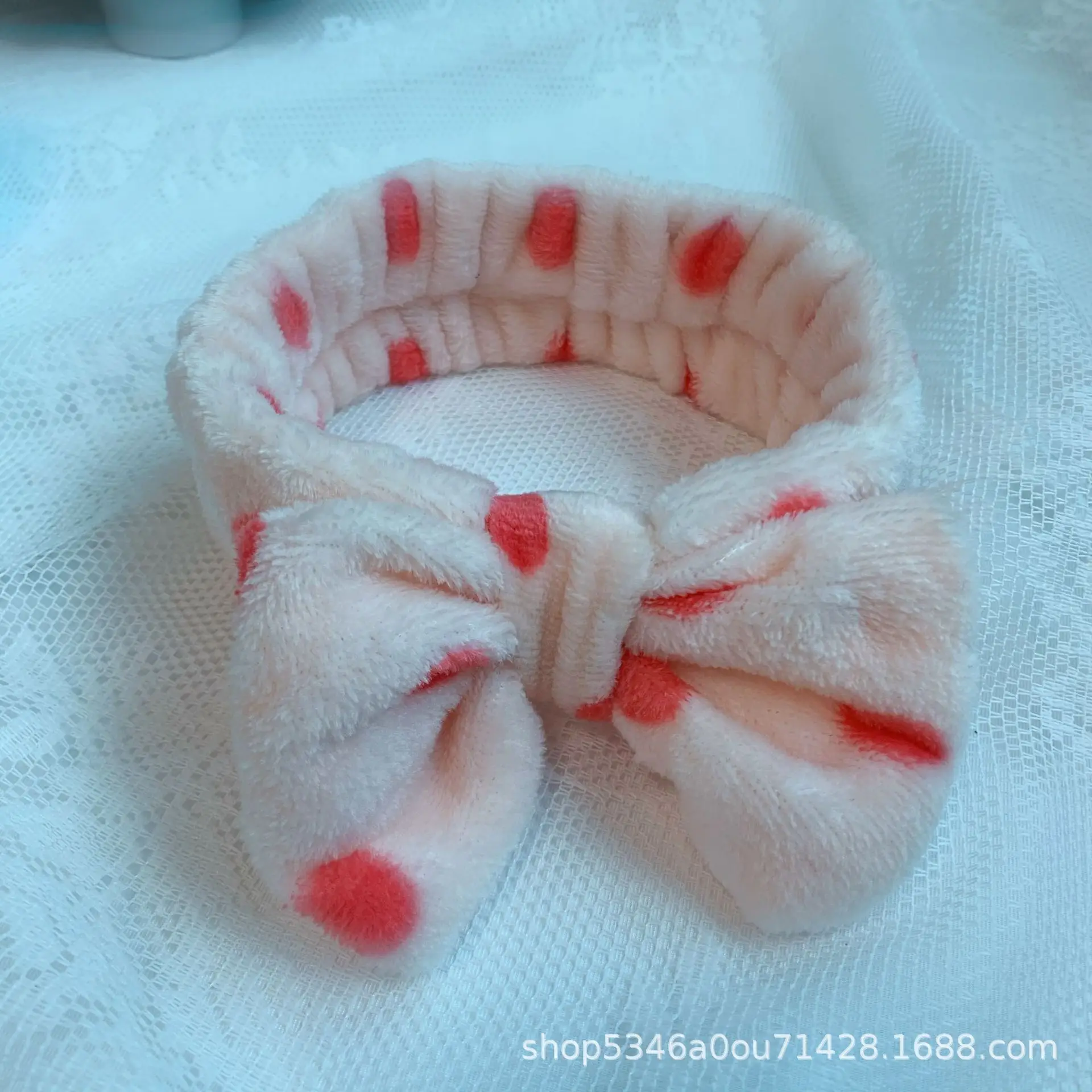 Plush Bowknot Hairband for Women Solid Color