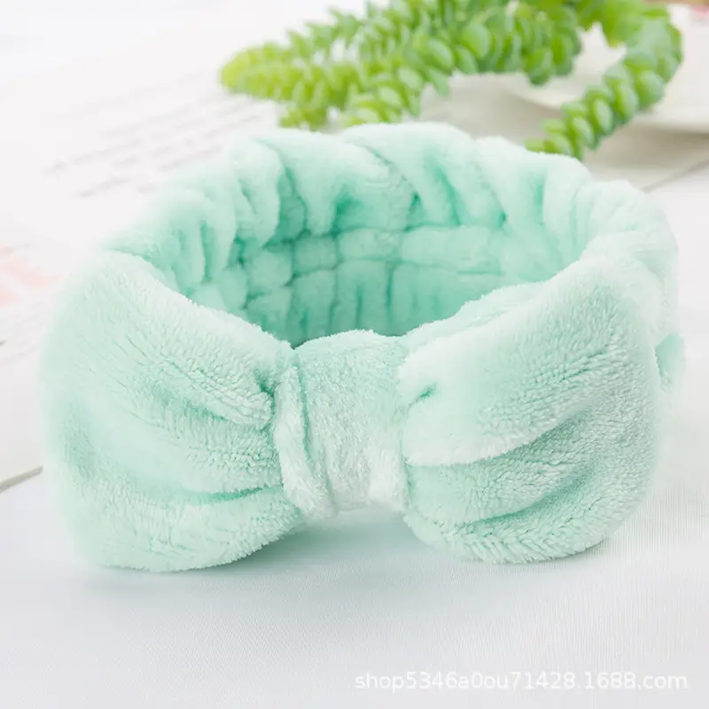 Plush Bowknot Hairband for Women Solid Color