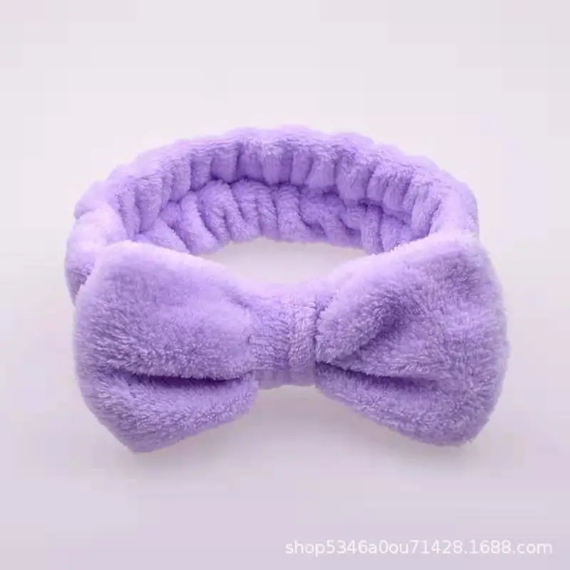 Plush Bowknot Hairband for Women Solid Color