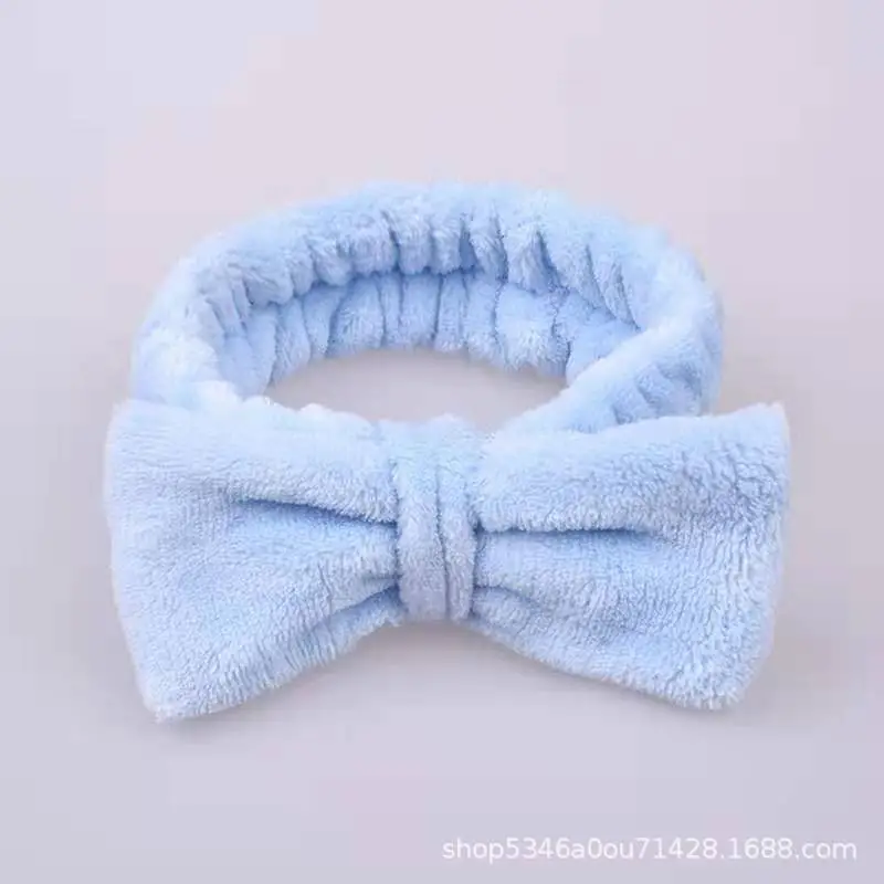 Plush Bowknot Hairband for Women Solid Color