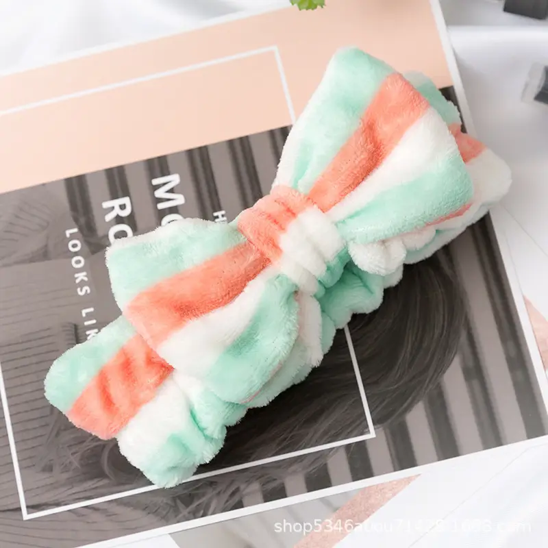 Plush Bowknot Hairband for Women Solid Color