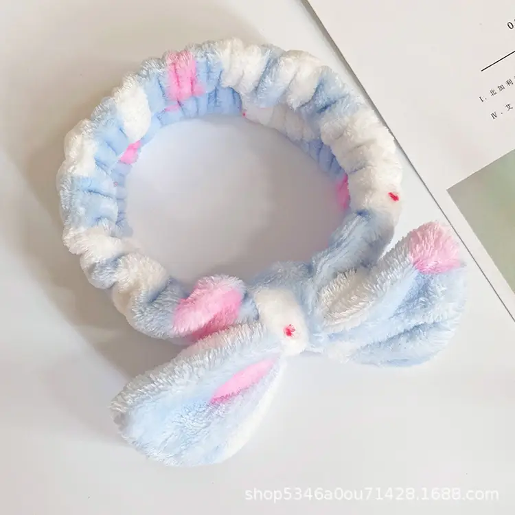 Plush Bowknot Hairband for Women Solid Color