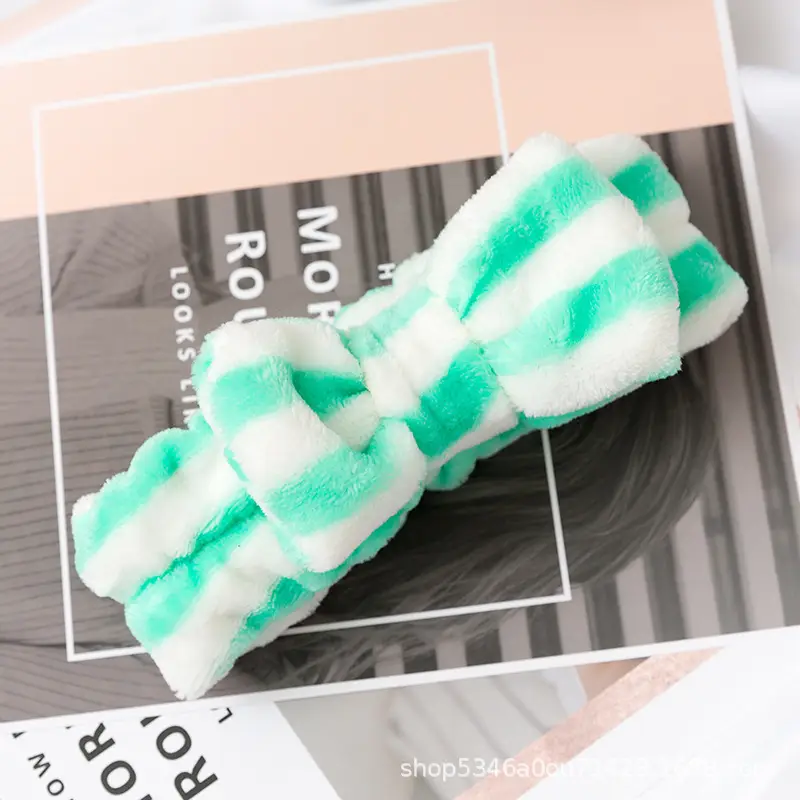 Plush Bowknot Hairband for Women Solid Color