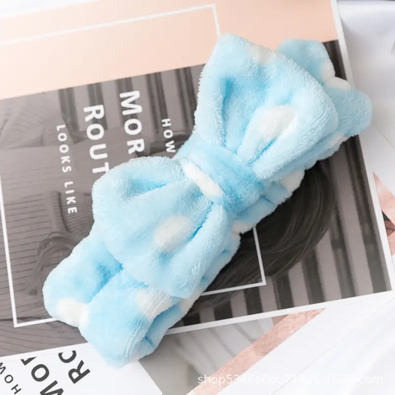 Plush Bowknot Hairband for Women Solid Color