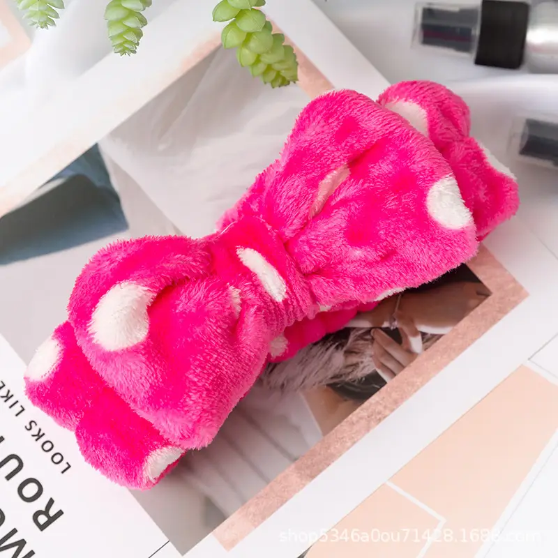Plush Bowknot Hairband for Women Solid Color