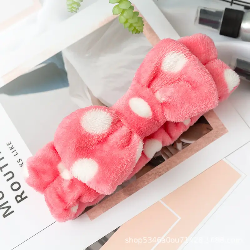 Plush Bowknot Hairband for Women Solid Color