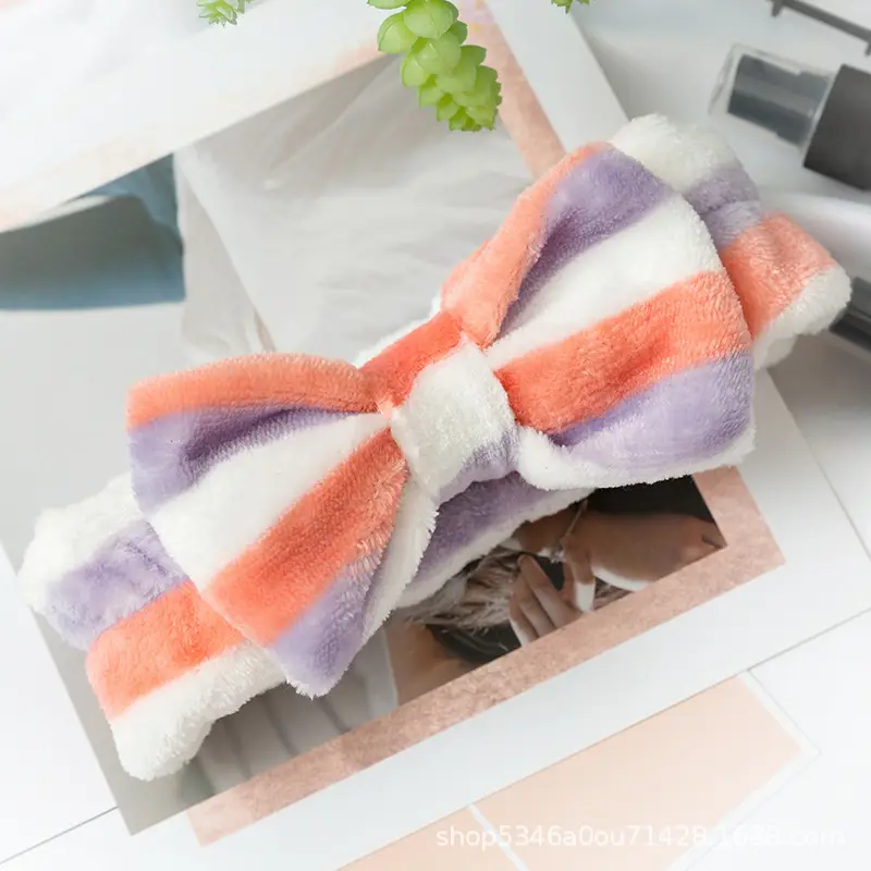 Plush Bowknot Hairband for Women Solid Color